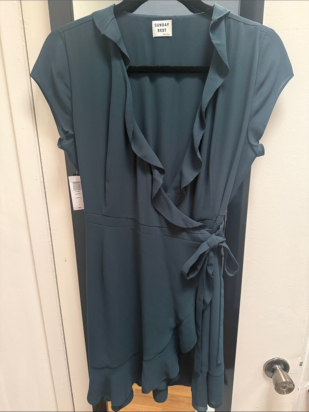 Aritzia Sunday Best “Savoy” Wrap Dress in Everest (Dark Teal) - Size 4 - NWT